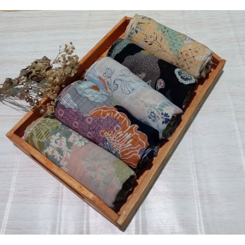 hijab segi empat motif, Akira dobby jait Tepi 115*115