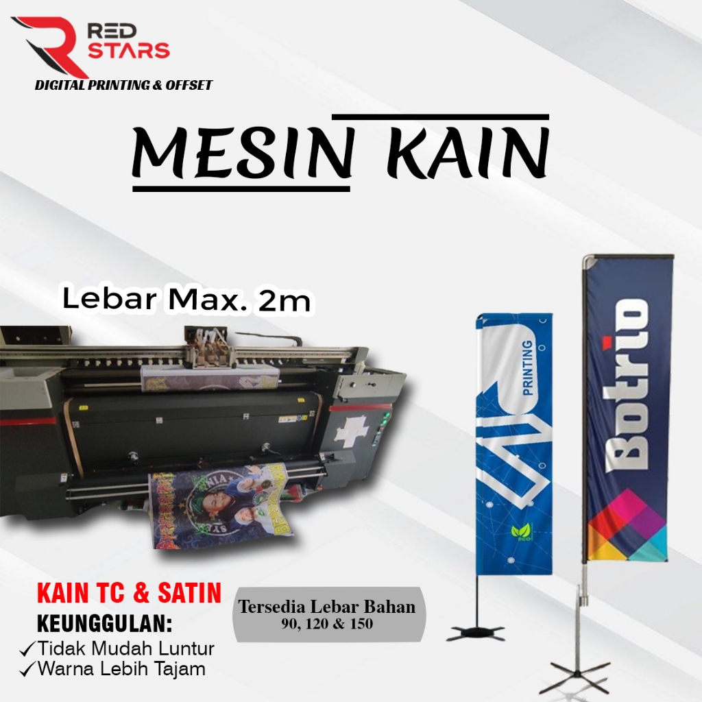 Cetak Spanduk Kain Satin / Kain Tetron/ TC murah