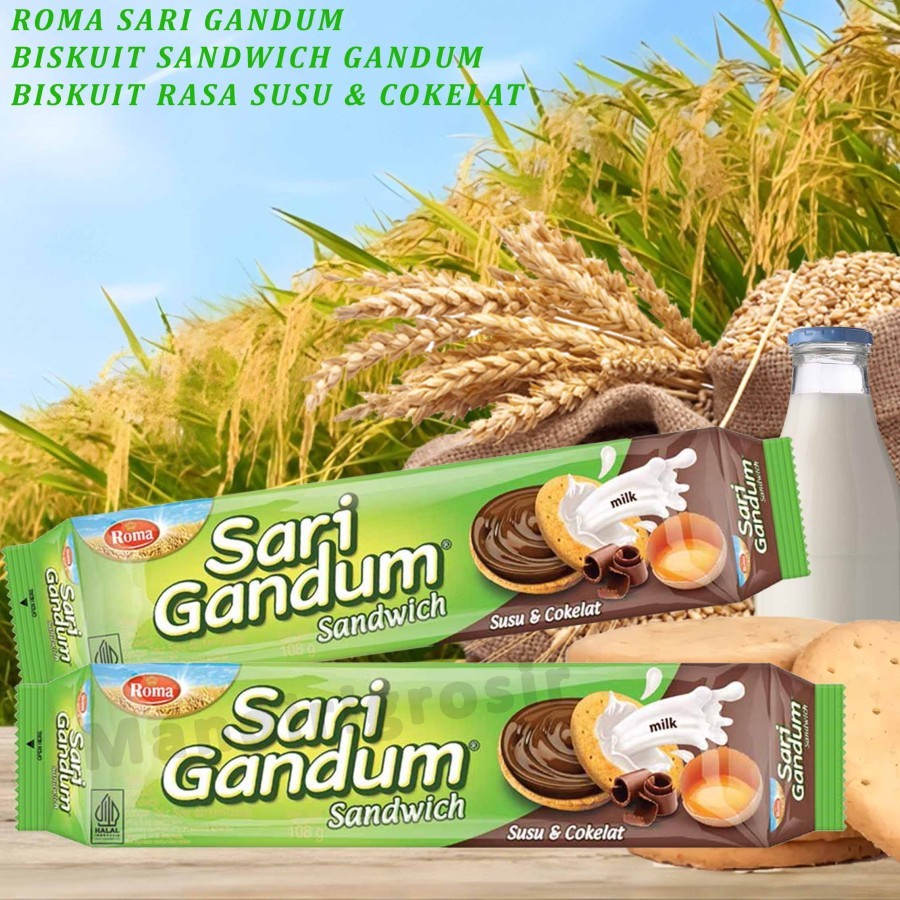 

Biskuit Sandwich Gandum * Roma Sari Gandum * Biskuit Rasa Susu & Coklat * 108gr