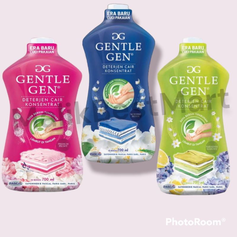 Gentle Gen Deterjen Cair Cuci Pakaian Biru Pink Hijau @700ml