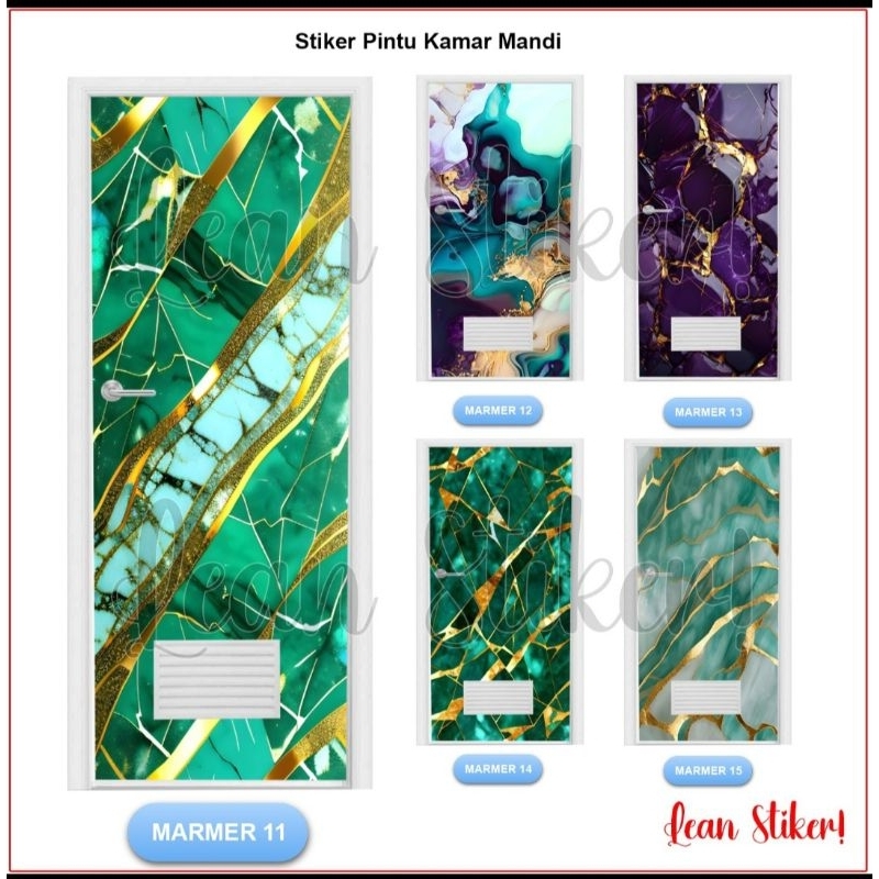 Stiker pintu kamar mandi motif marmer