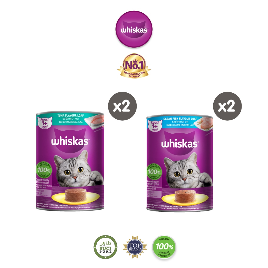 

23bagusmenshop - Whiskas Kaleng Makanan Kucing Basah 400gr Paket Isi 2 Wet Food Pilih Rasa