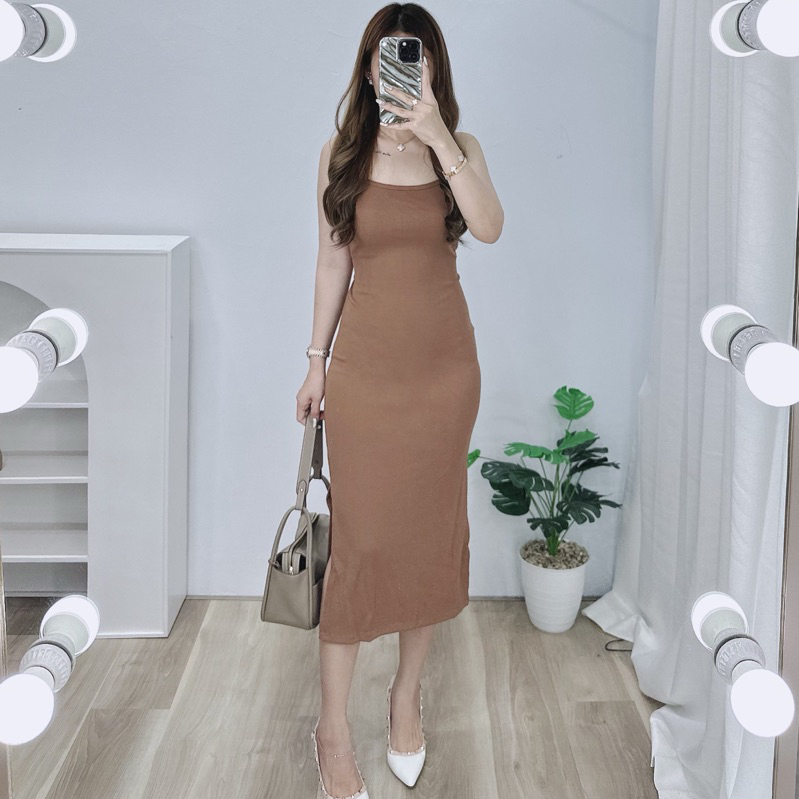 Dress bowie slit | Dress seksi korea | Dress Korean Terbaru