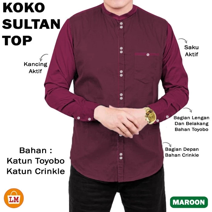 INDRA - BAJU KOKO KEMEJA KURTA PRIA LAKI LAKI MUSLIM DEWASA BAPAK BAPAK S M L XL XXL 3XL KATUN TOYOB