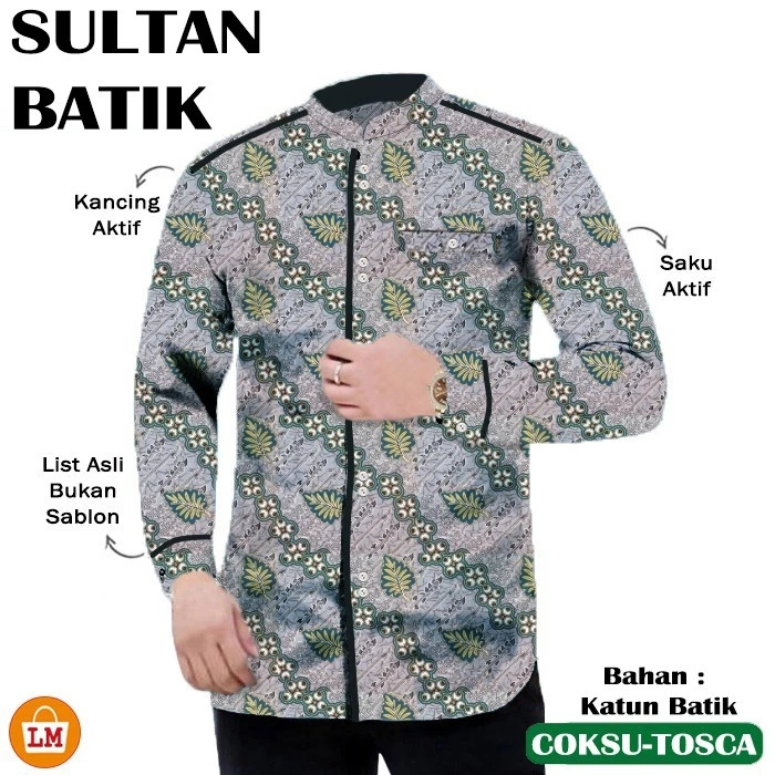 BAJU KOKO KURTA KEMEJA KATUN PREMIUM S M L XL XXL 3XL MOTIF BATIK KOMBINASI 2 WARNA COKSU COKLAT SUS
