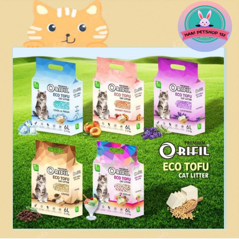 ORIFIL PREMIUM ECO TOFU CAT LITTER 6L ( 2,5 KG) - PASIR TOFU GUMPAL ORGANIK ORIFIL