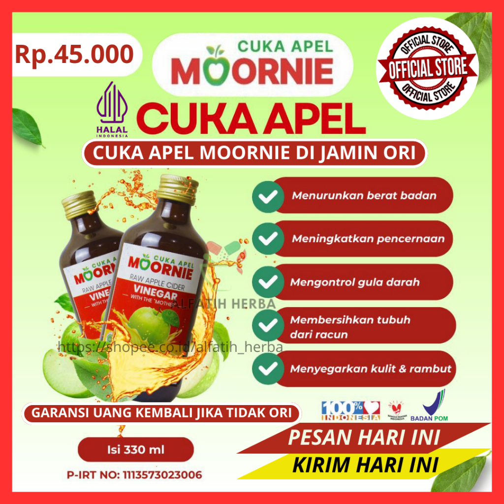 

CUKA APEL MOORNIE APPLE CIDER VINEGAR WITH MOTHER Untuk Kesehatan Perawatan Kecantikan Obat Diet Ampuh