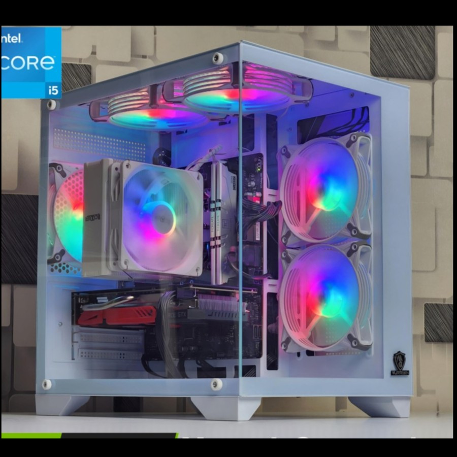 Pc Gaming intel i5 10400F I GT 750Ti I LED 24'' Curved I Full Set Siap Game  New Pc