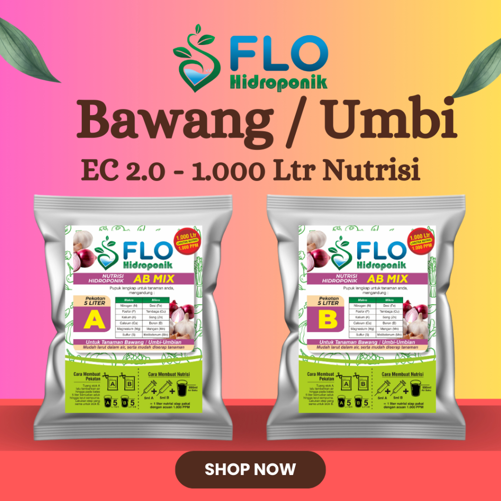 AB Mix Bawang 5 Liter Flo Hidroponik untuk 1000 Liter Nutrisi