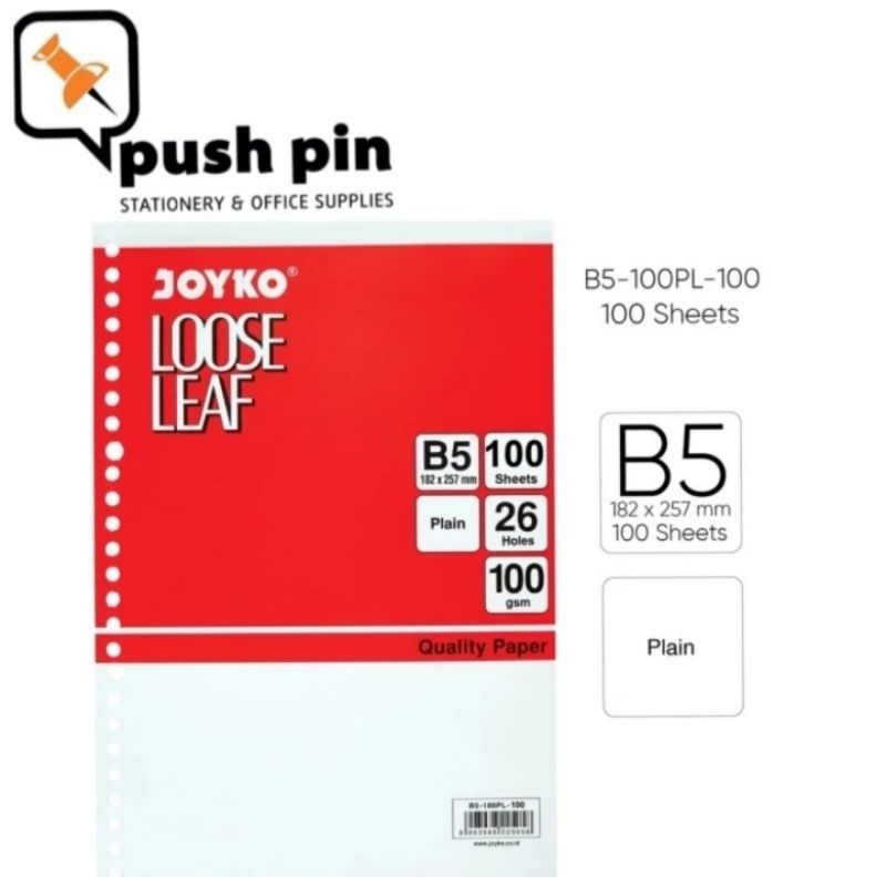 

Joyko Loose Leaf / Isi Bindier File B5-100PL-100 Polos