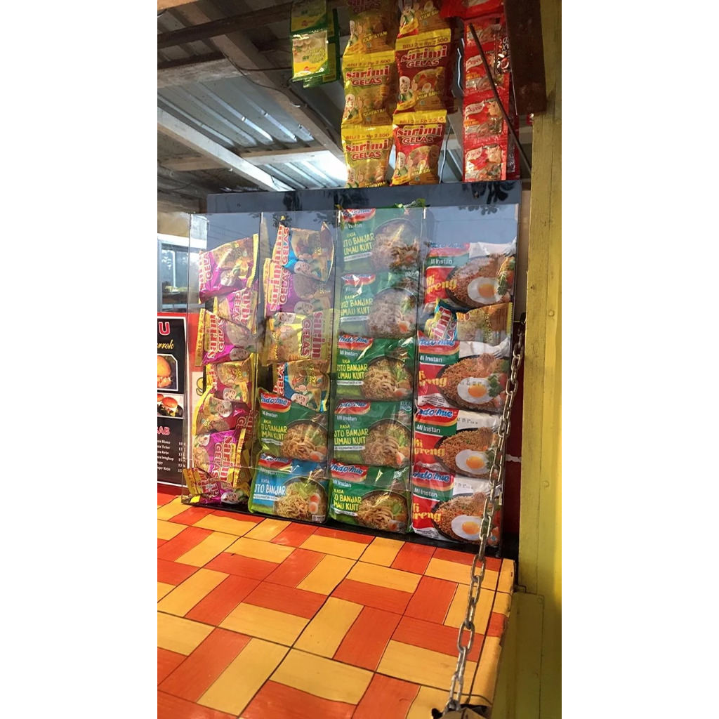 AkrilikRak indomie gantung/Display Warmindo