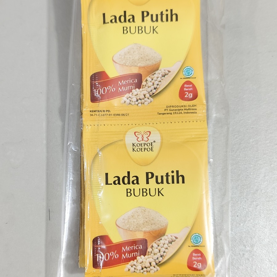 

Lada Putih Bubuk Sachet 10x2gr Koepoe Koepoe kupu kupu