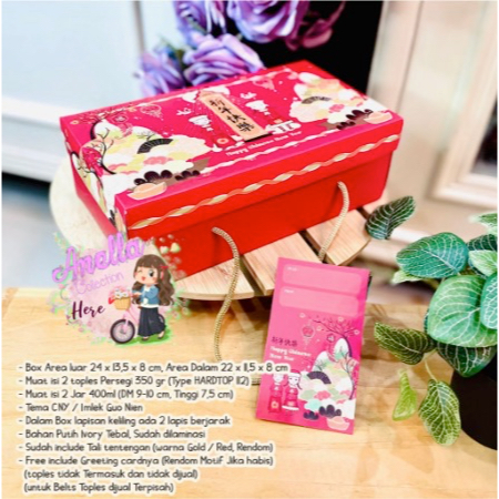 

Box kuker isi 2 toples Segi4 Tema CNY / Imlek Guo Nien