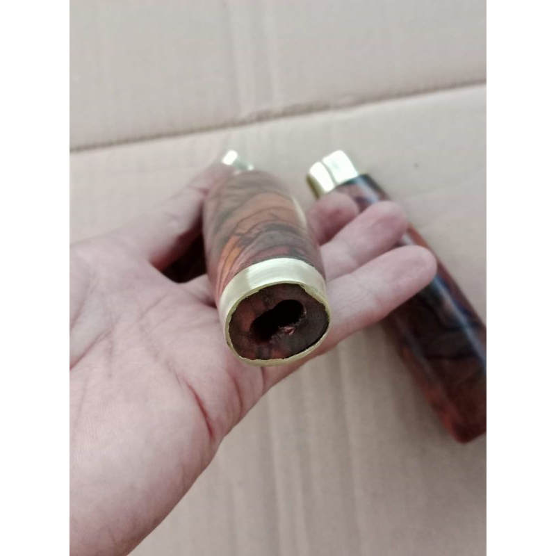 Gagang / handle pisau kecil herder kayu snokeling berkualitas cincin kuningan