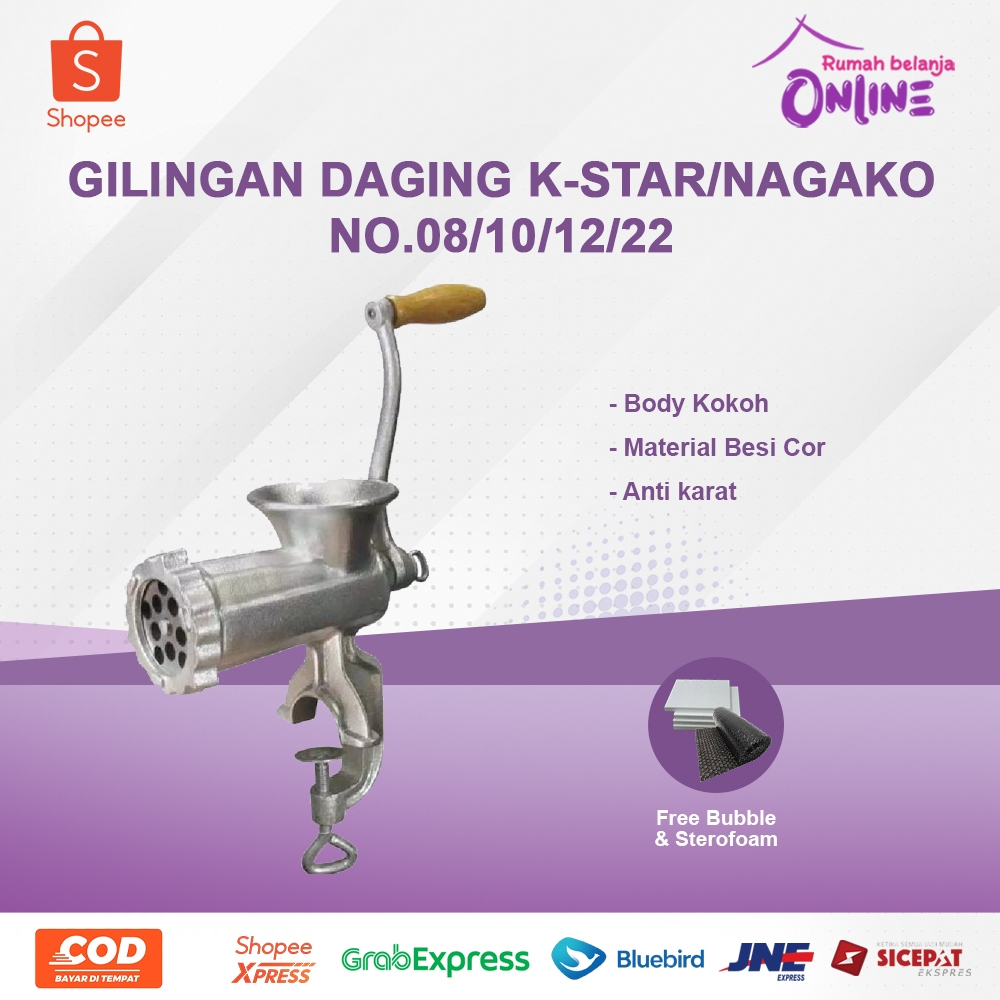 GILINGAN DAGING K-STAR/NAGAKO NO.08/10/12/22 ALAT MENGHALUSKAN DAGING PRAKTIS ALAT GILINGAN DAGING M