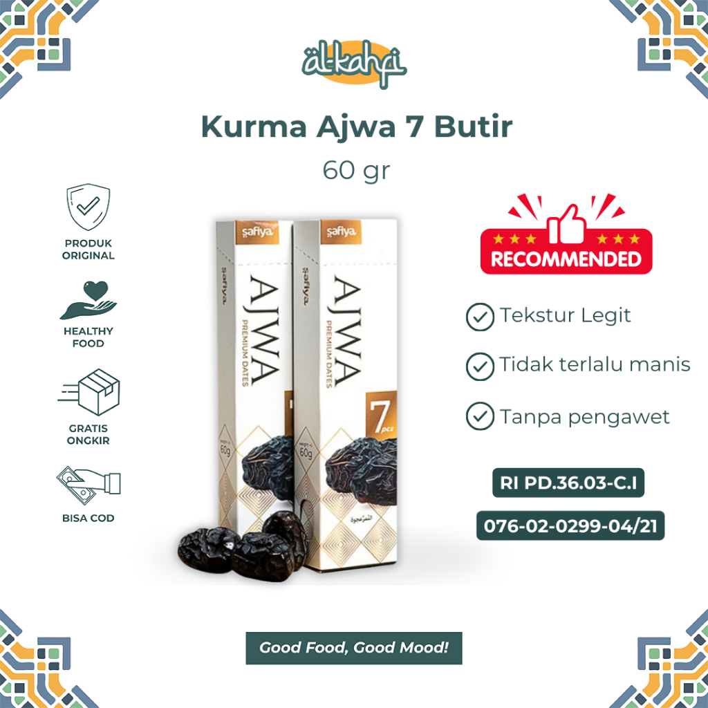 Kurma Ajwa 7 Butir | Kurma Nabi Premium Original Safiya