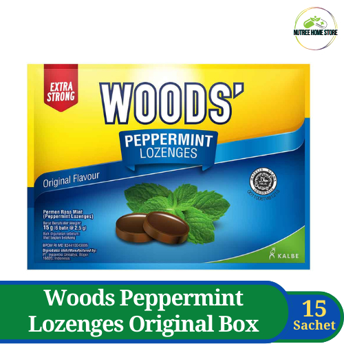 

Woods Peppermint Lozenges Original Extra Strong Box Isi 15 Sachet