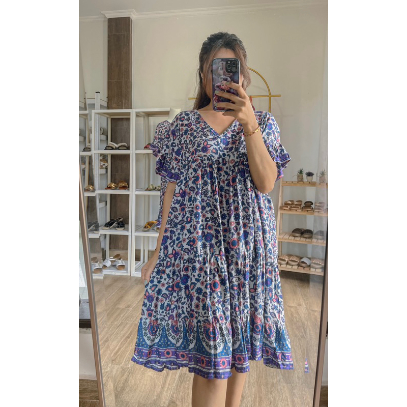 RALINE DRESS RAYON PREMIUM BALI MIDI/DRESS V NECK