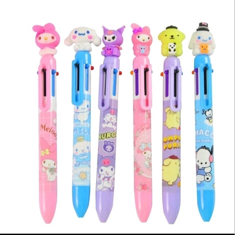 

Bolpoin Pulpen Mekanik Warna Warni 6 Warna Karakter Sanrio Lucu Melody Kuromi Cinnamorol Pochacco Pompompurin