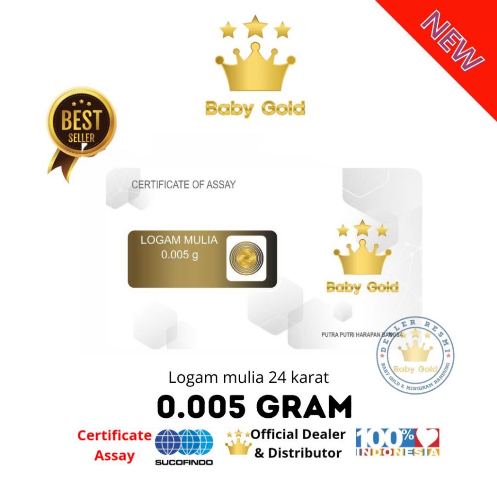 BABY GOLD 0.005 Gram Logam Mulia Emas Mini