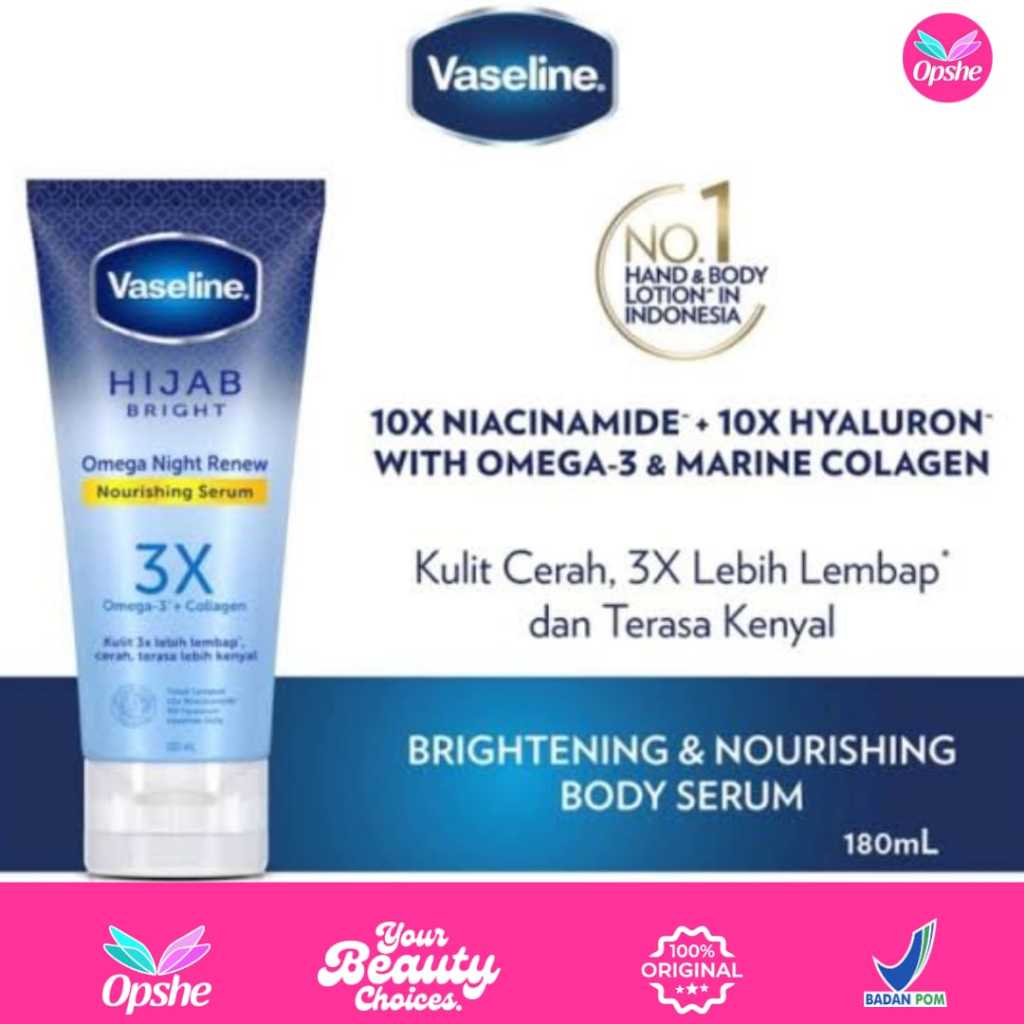 Vaseline Hijab Bright Nourishing Body Serum Omega Night Renew Relaxing Perfume Hyaluron Collagen