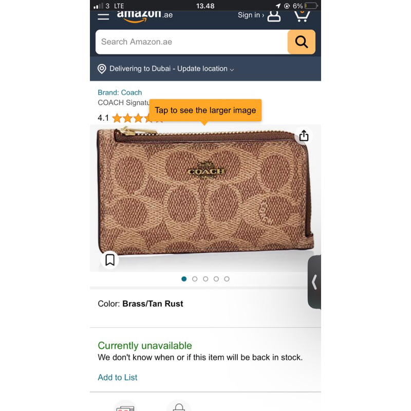 Autenthic Coach Signature Canvas Zip Card Case / Card Holder Coach Preloved