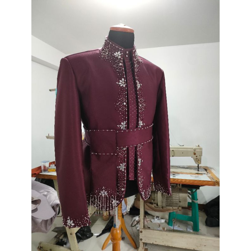 BAJU PRIA BESKAP PENGANTIN AB MODERN WOOL AND SILK MODEL ATAD JAWA SOLO ATASAN SAJA