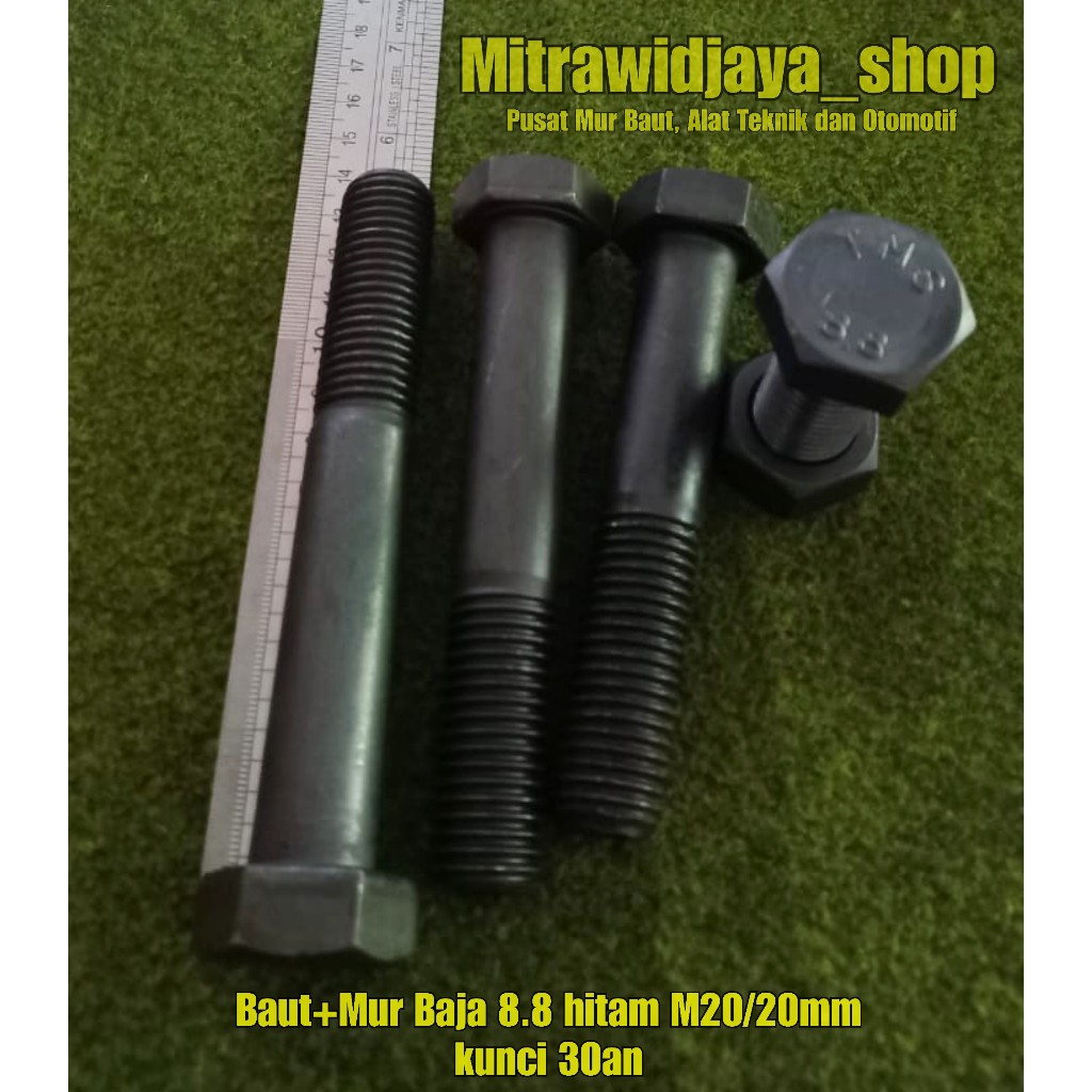 Baut baja 8.8 kunci 30 baut baja M20  baut M20x130 baut kunci 30an panjang  5cm 6cm 7cm 8cm 9cm 10m 