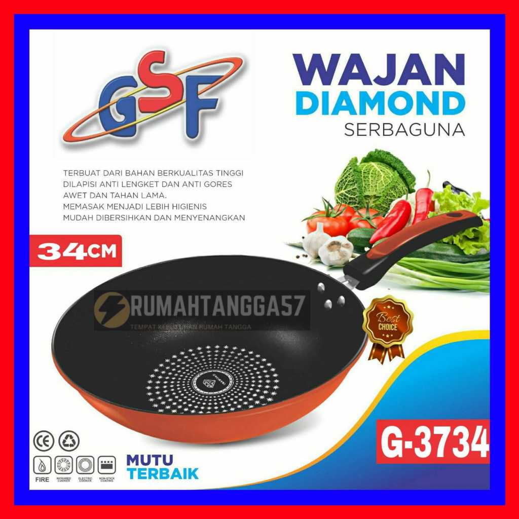 WAJAN DIAMOND GSF G-3734 / WAJAN DIAMOND 34CM GSF G 3734 / WAJAN DIAMOND PENGGORENGAN ANTI LENGKET B