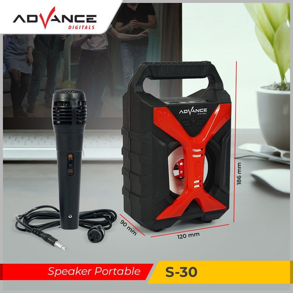 Speaker Advance S30 BT Bluetooth plus Mic /Bluetooth Portable karaoke + mic oke mantap musik box