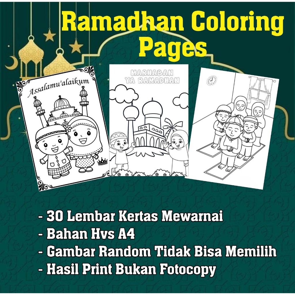 

Lembar Mewarmai Edisi Ramadhan / Ramadhan Coloring Pages / Mewarnai Kartun Muslim