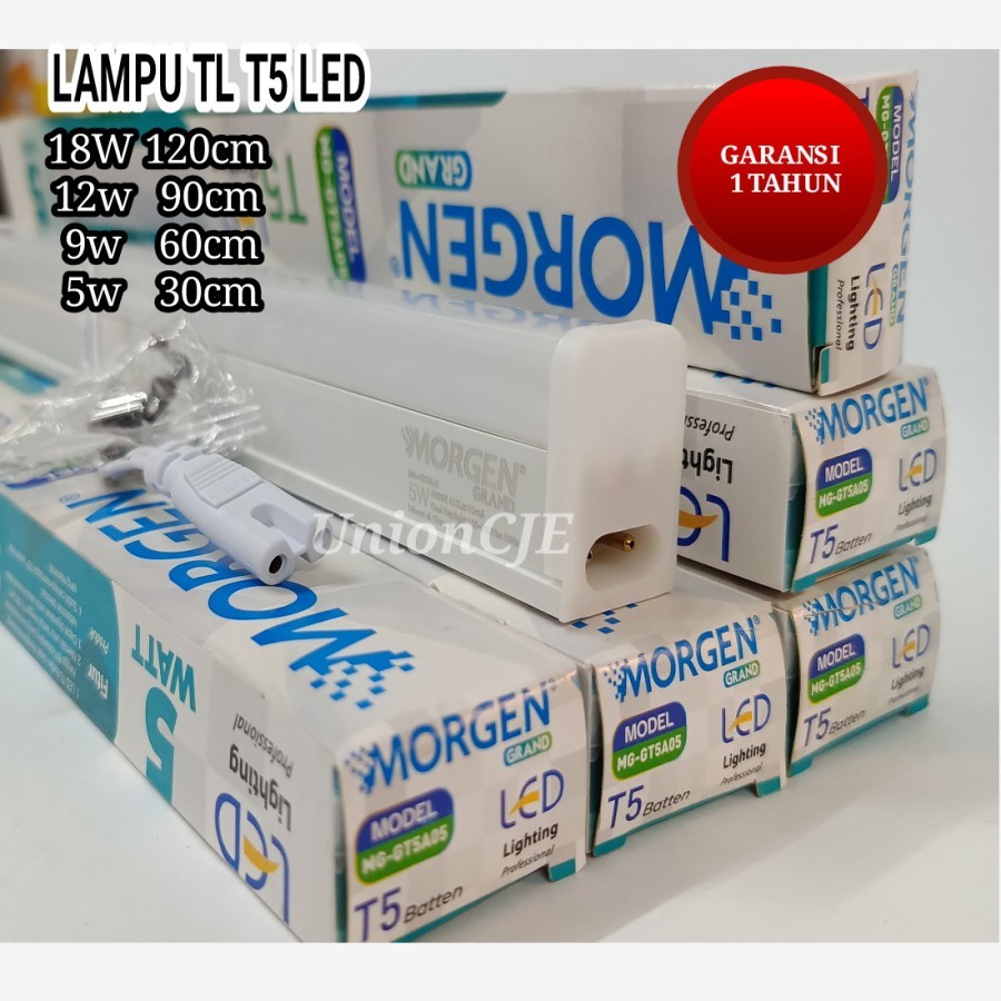 Lampu T5 LED 5W 5watt Set Komplit AC 220V Morgen