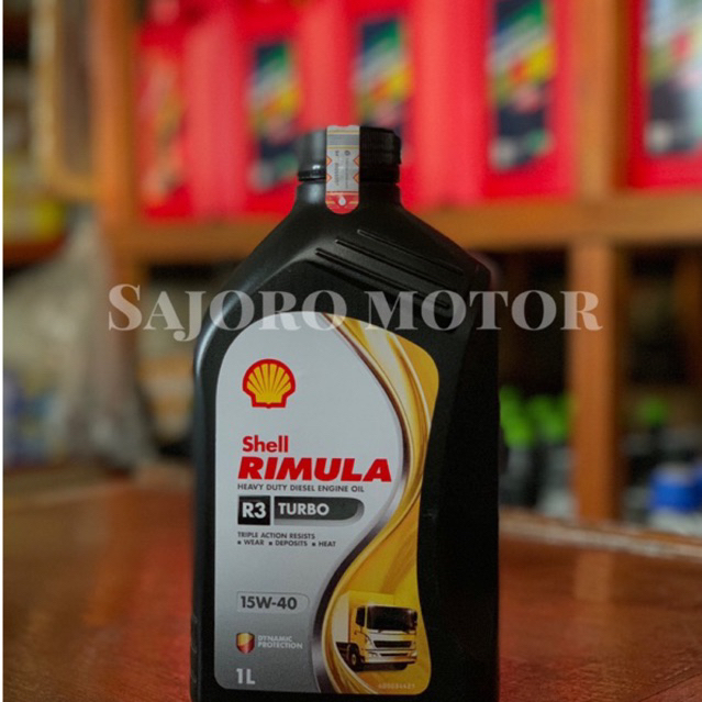 Oli Shell Rimula R3 Turbo 15W-40 Galon 1Liter 100% Asli