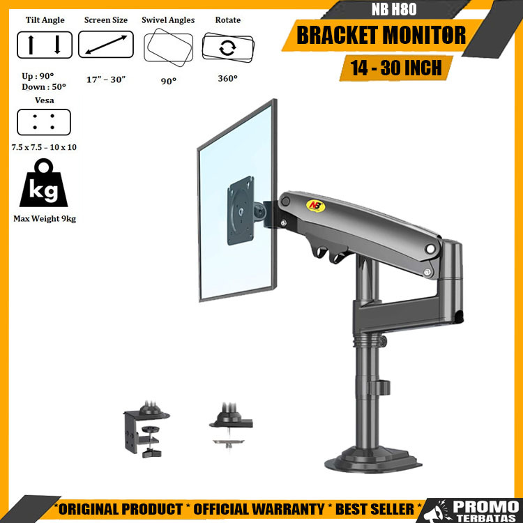 Bracket monitor/Bracket monitor jepit meja/Brecket monitor 17-27 inch NB H80