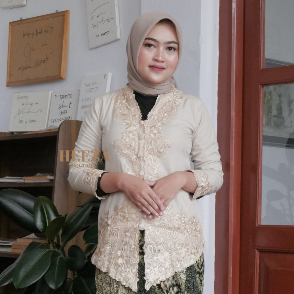 Heeza - Kebaya Encim Modern Katun Karini Premium Cream