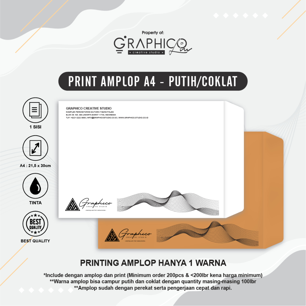 

Cetak Amplop putih/coklat A4 (30x22cm) + Seal pack/Tutup perekat/Lem
