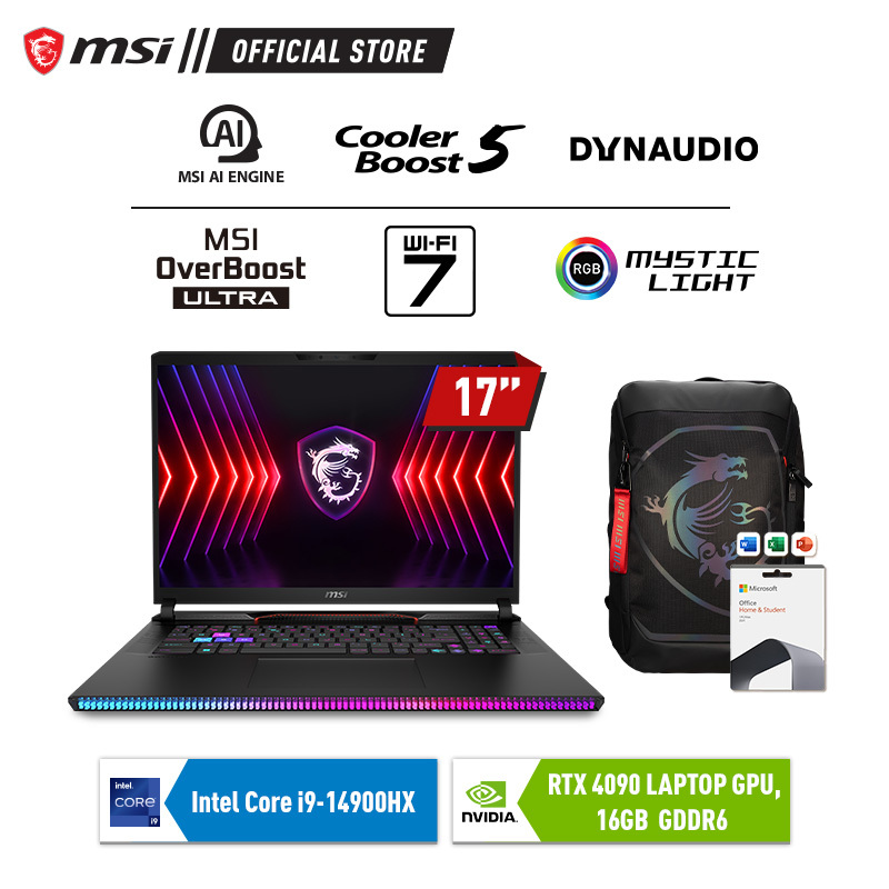 MSI Raider GE78 HX 14VIG i9-14900HX RTX 4090 17" 16:10 QHD+ 240Hz IPS Level panel