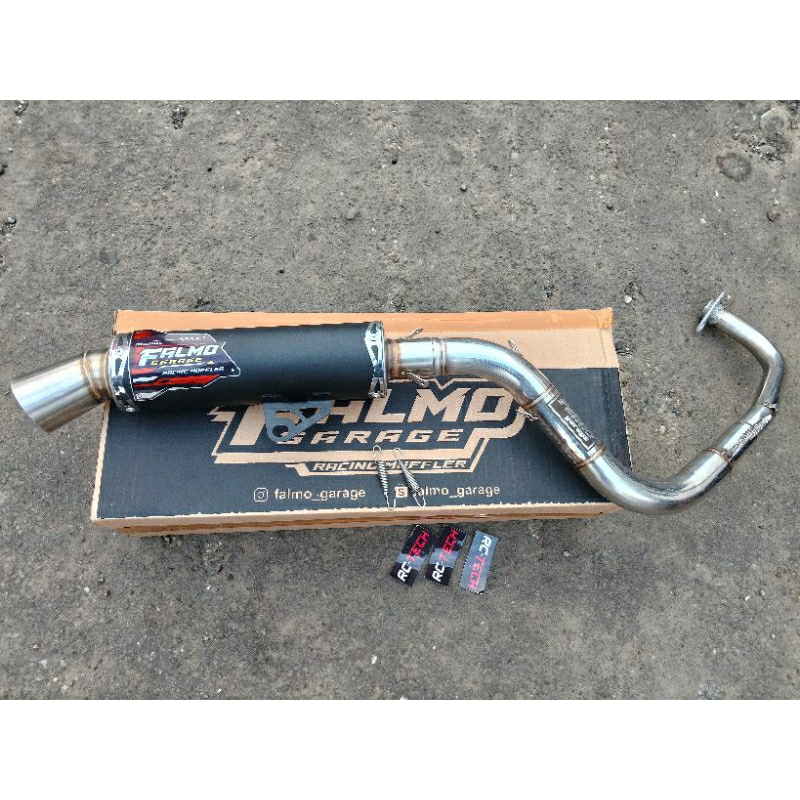 (LOGO EMBLEM)KNALPOT RACING FALMO GARAGE SAMLONG FULLSYSTEEM MATIC VARIO125/150 AEROX NEW/OLD NMAX N