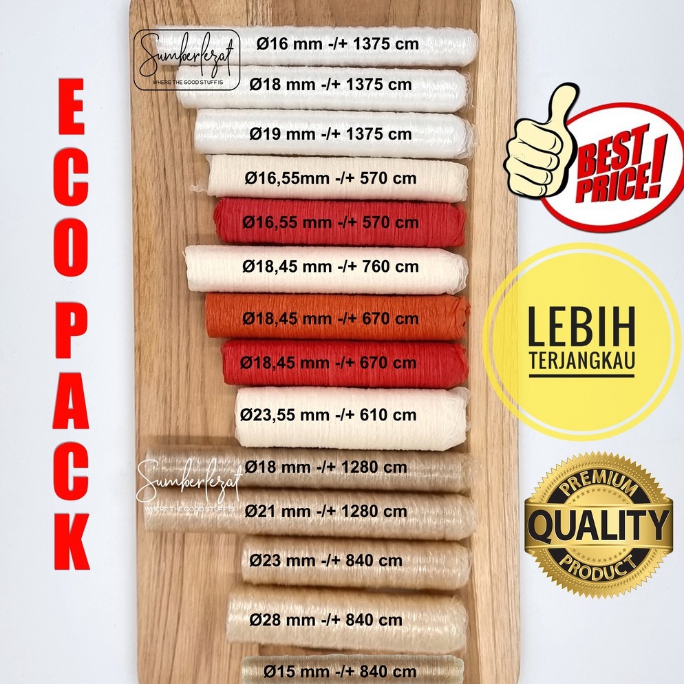 

HEMAT PROMO ECO PACK Casing Kulit Selongsong Sosis Plastik Selulosa Kolagen Collagen Edible Halal Food Grade