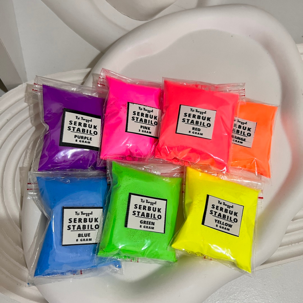 8gr Serbuk Stabilo Fluorescent Pigmen Warna Warni Bubuk Hiasan Dekorasi Halus Warna Cerah Pewarna Ku
