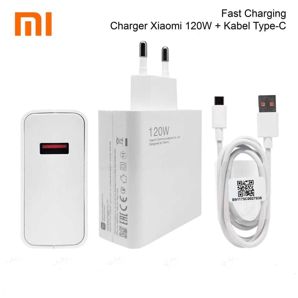 Charger Xiaomi 120Watt Type C Turbo Charger Adaptor Kabel Charger Xiaomi Redmi Turbo Fast Charging
