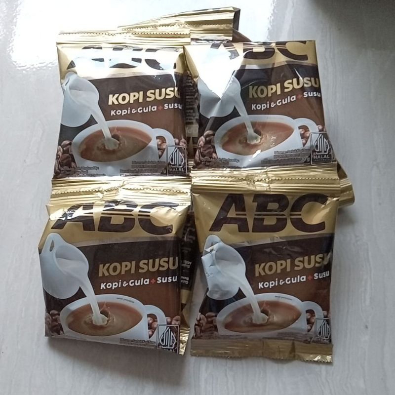 

Kopi ABC susu kopi dan gula +susu(1renceng 10 sachet)