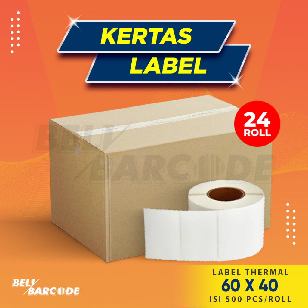 

Label Stiker Barcode Thermal 60x40 mm 1 Line Core 1 Inch Isi 500 Pcs (1 DUS)