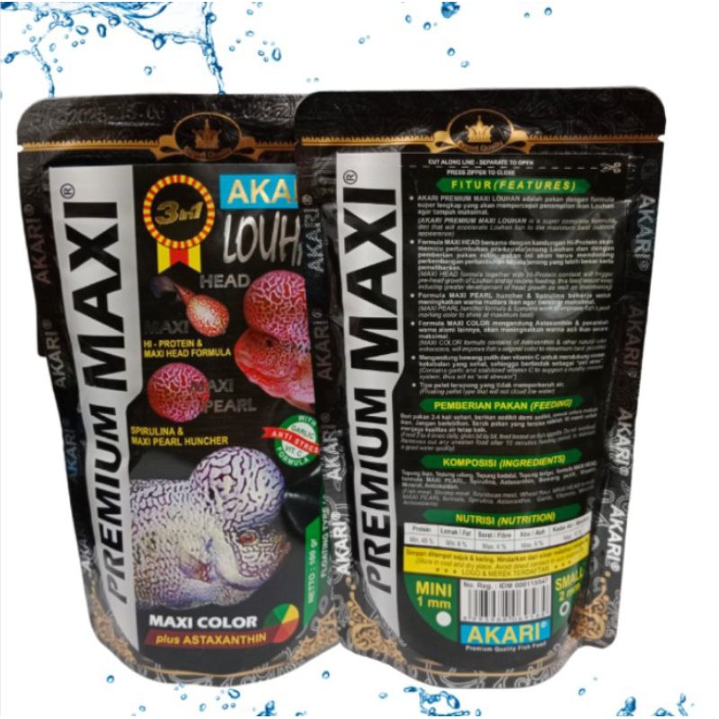 AKARI PREMIUM MAXI LOUHAN 100GR MAKANAN IKAN LOUHAN