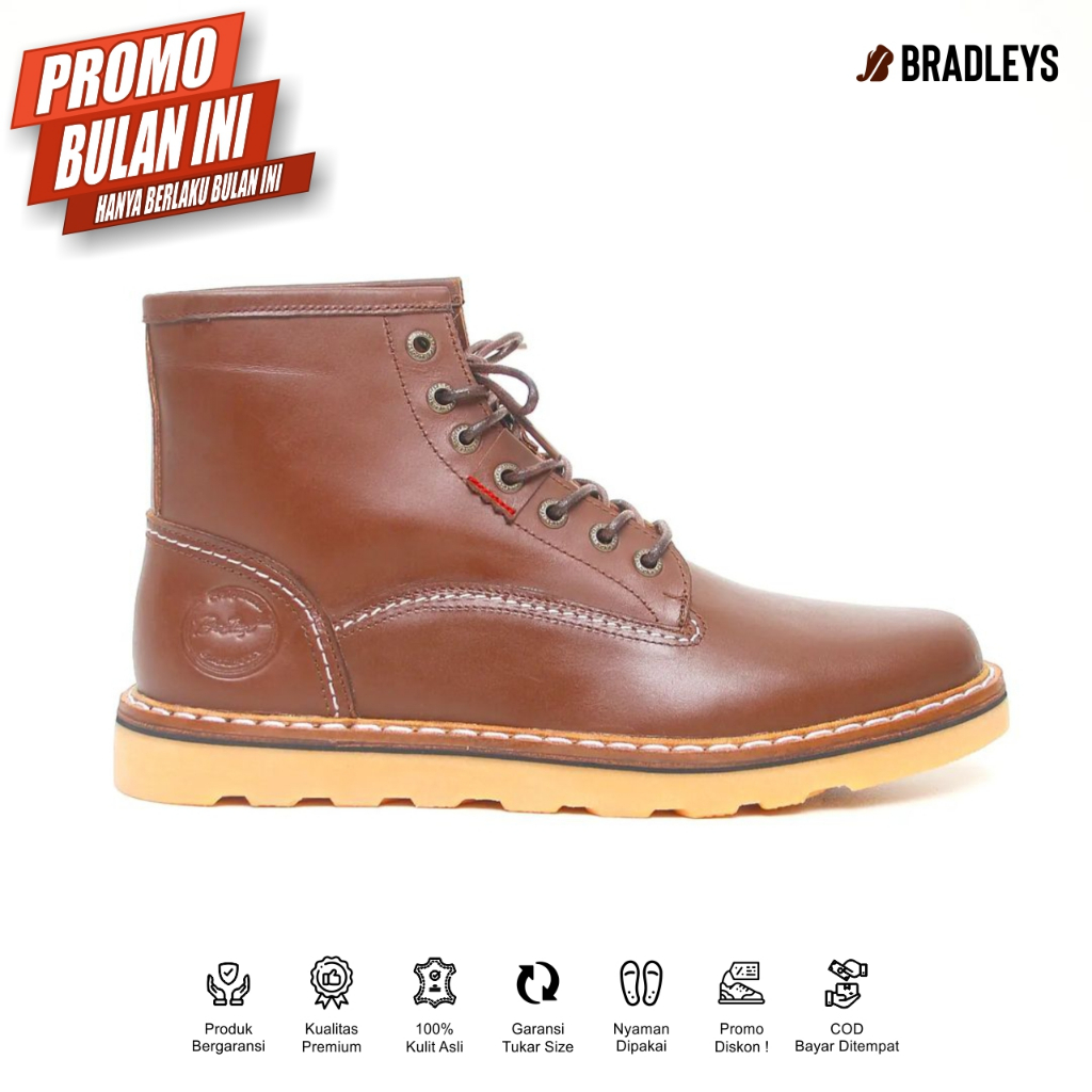 [Custom Size] Bradleys Anchor Brown - Sepatu Kulit Boot Pria Sepatu Boots Pria Custom Size
