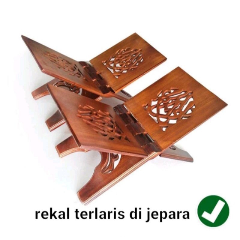 Rekal ALQUR'AN Rekhal Tempat Baca ALQUR'AN Meja Lipat ALQUR'AN JUMBO Motif iqrok (NATURALGLOSY) Kayu