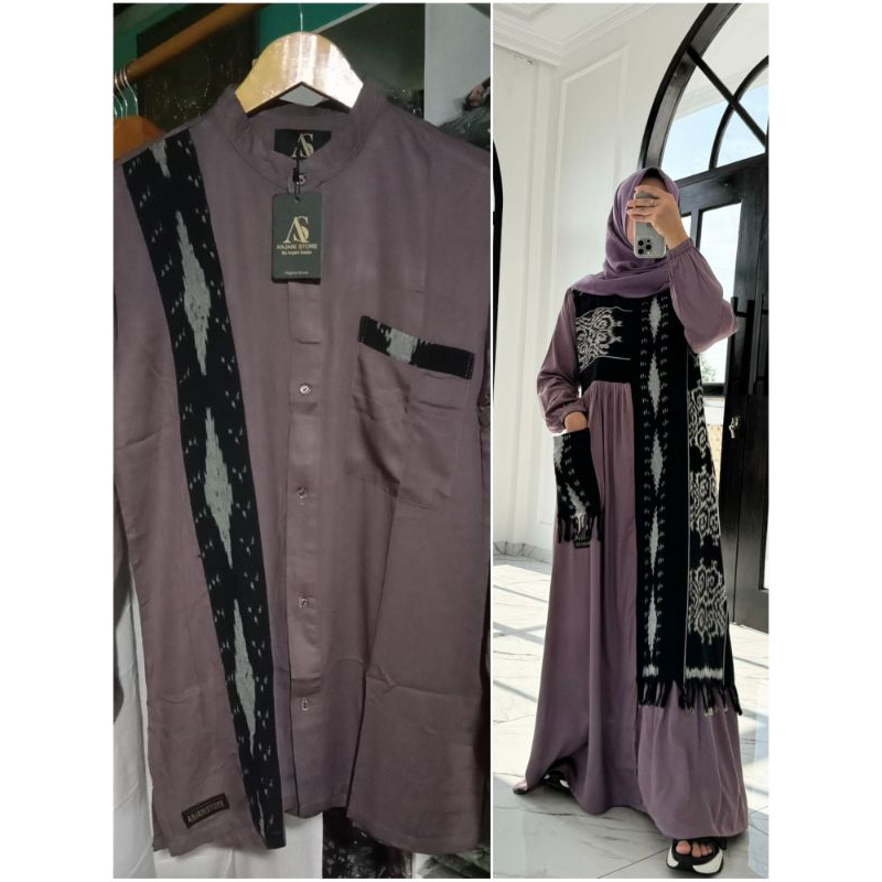 SET COUPLE UNGU SAKU ETNIC BY AS ( READY)