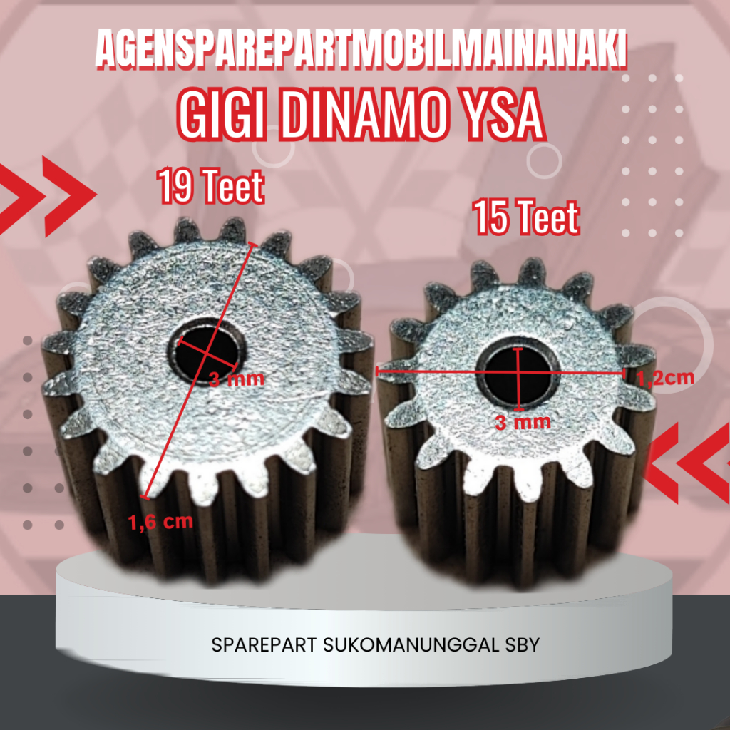 SMMA || GIGI DINAMO YSA 021 15 TEET 19 TEET GIGI DINAMO BESAR GEARBOX YSA MOBIL MAINAN AKI ANAK