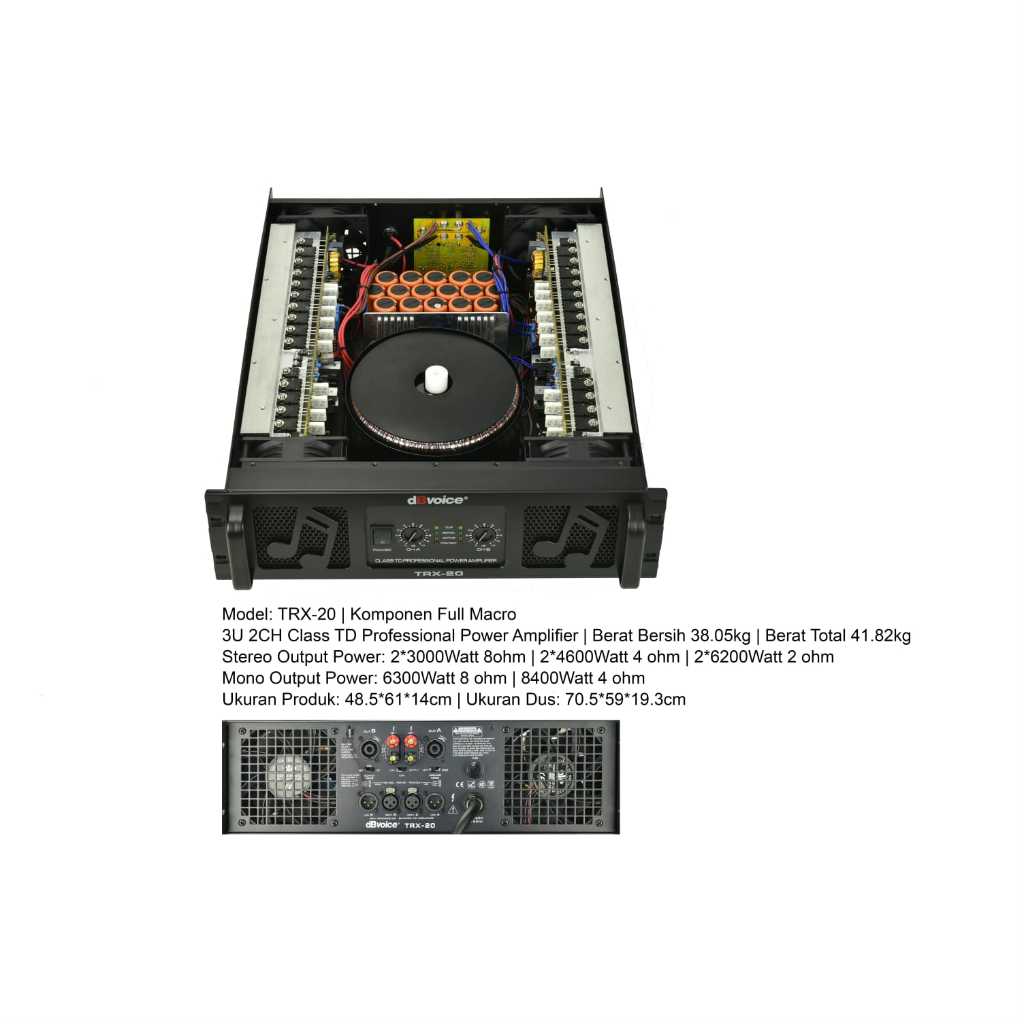3U 2CH Class TD Professional Power Amplifier model TRX-20 dBvoice