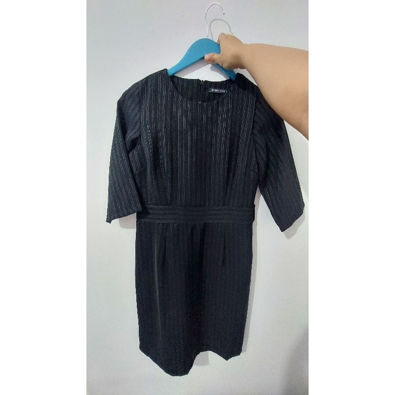 Preloved Midi Dress Premium Hitam Putih